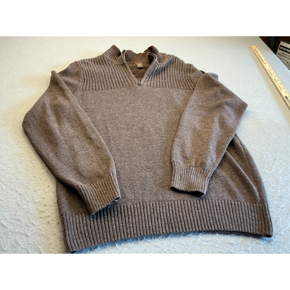 Dockers Vintage Quarter Zip Sweater Brown Ribbed Cotton Knit Large Gorpcore
